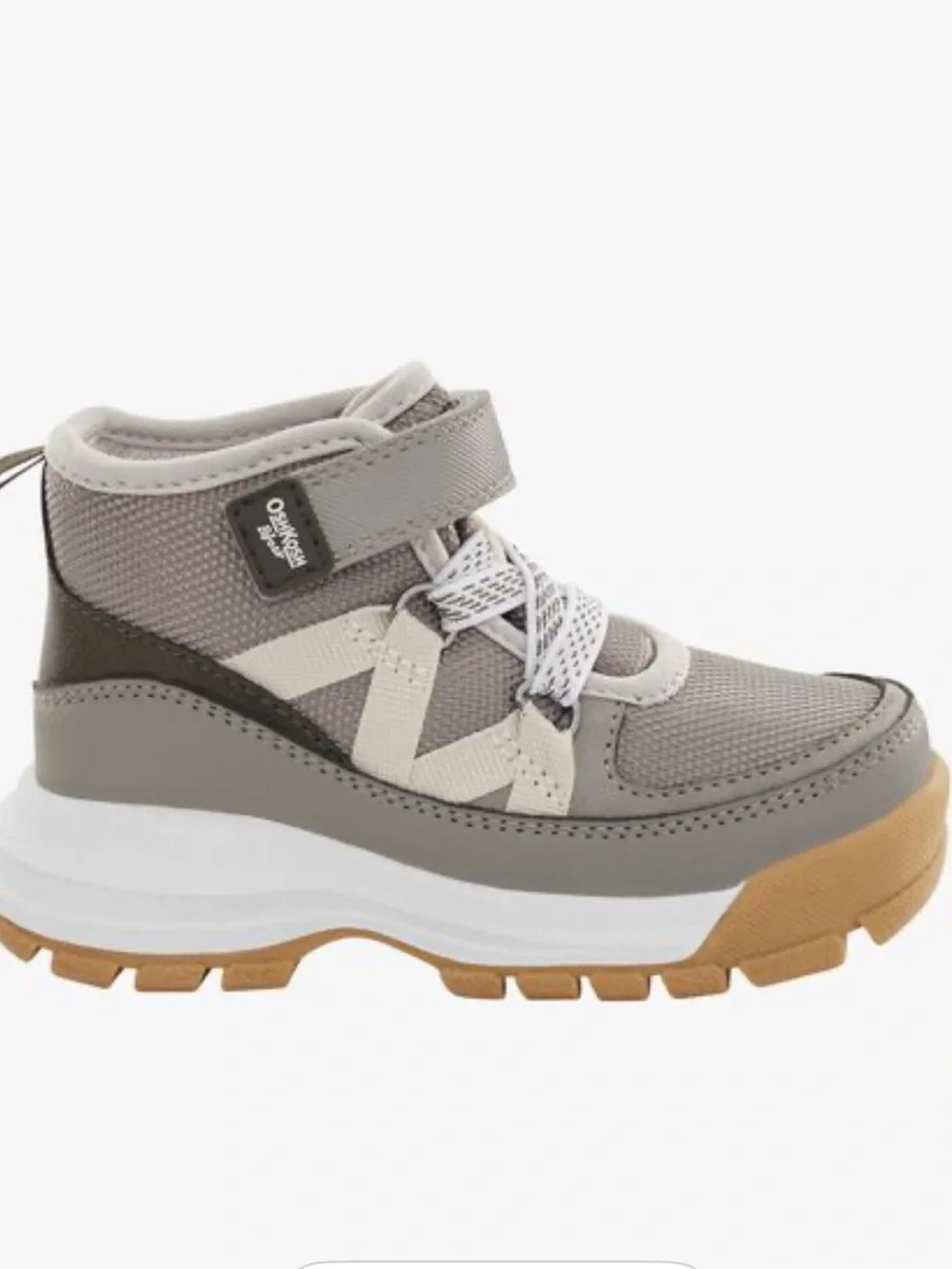 OshKosh B'gosh Baby Toddler Grey and White High-Top Boot Sneakers